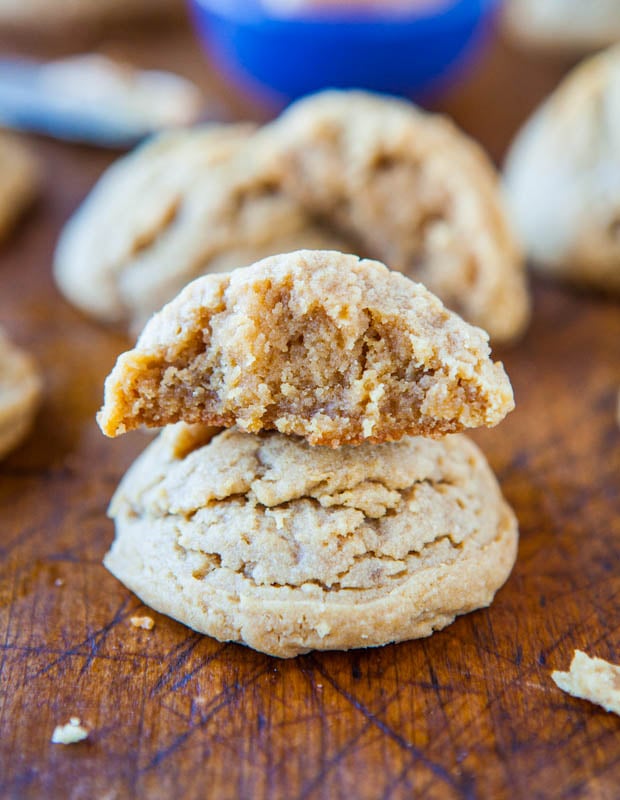 Soft and Puffy Peanut Butter Coconut Oil Cookies averiecooks.com