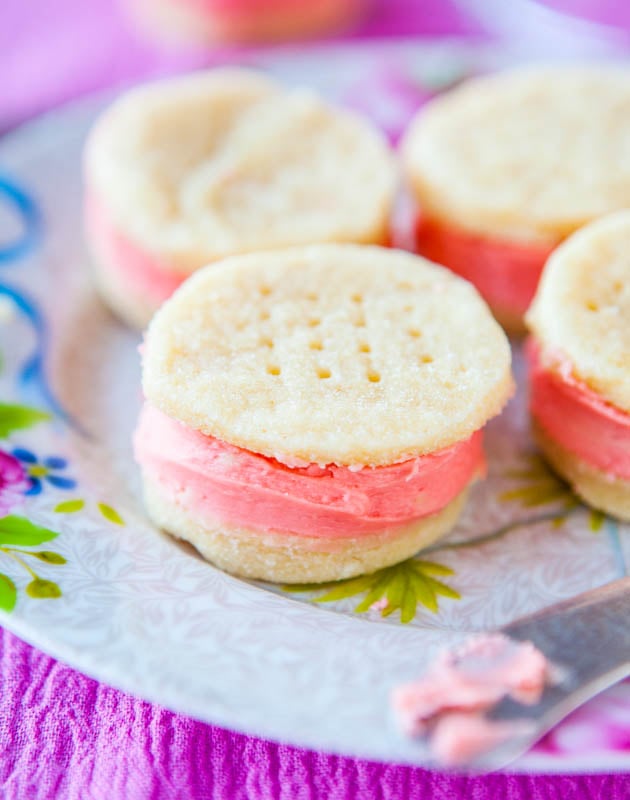 sugar wafer cookies on a floral plate 