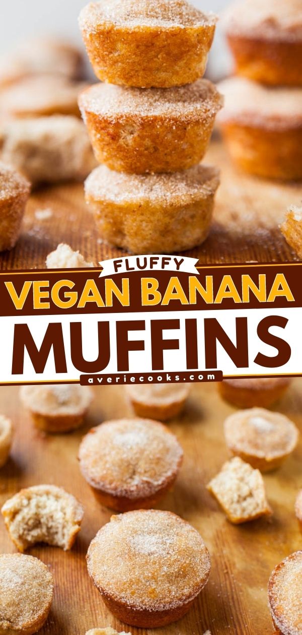 Vegan Banana Muffins — These easy banana muffins are extra fluffy and moist thanks to the combination of coconut oil and ripe bananas in the batter. This is a quick and easy muffin recipe you're bound to love!