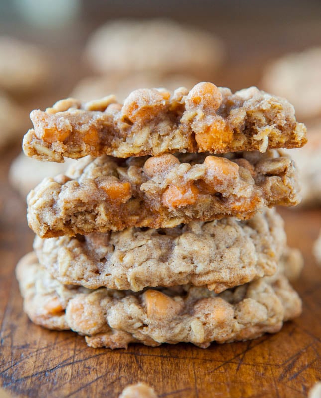 stack of four oatmeal butterscotch cookies