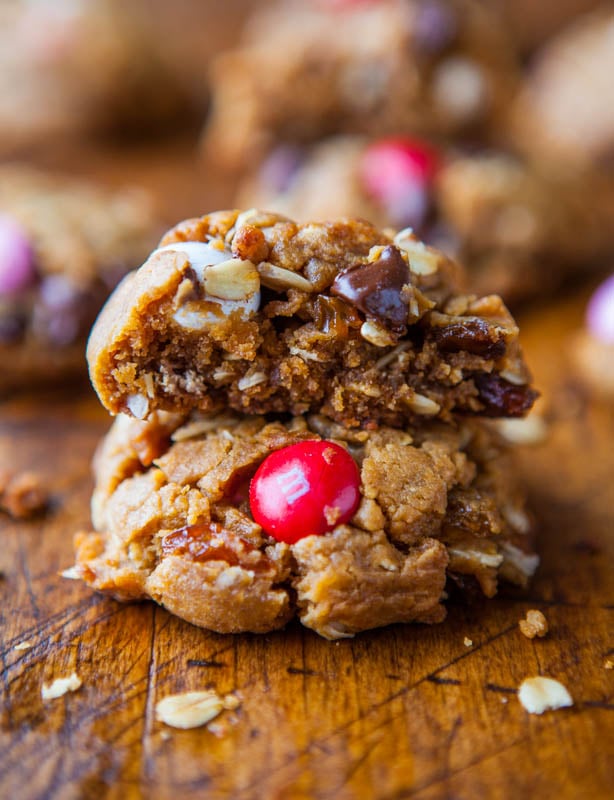 Trail Mix Peanut Butter Cookies (GF) averiecooks.com