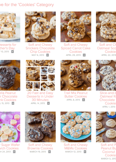 A collection of images showcasing various types of cookies, each with a descriptive title and date, potentially from a recipe blog or baking website.