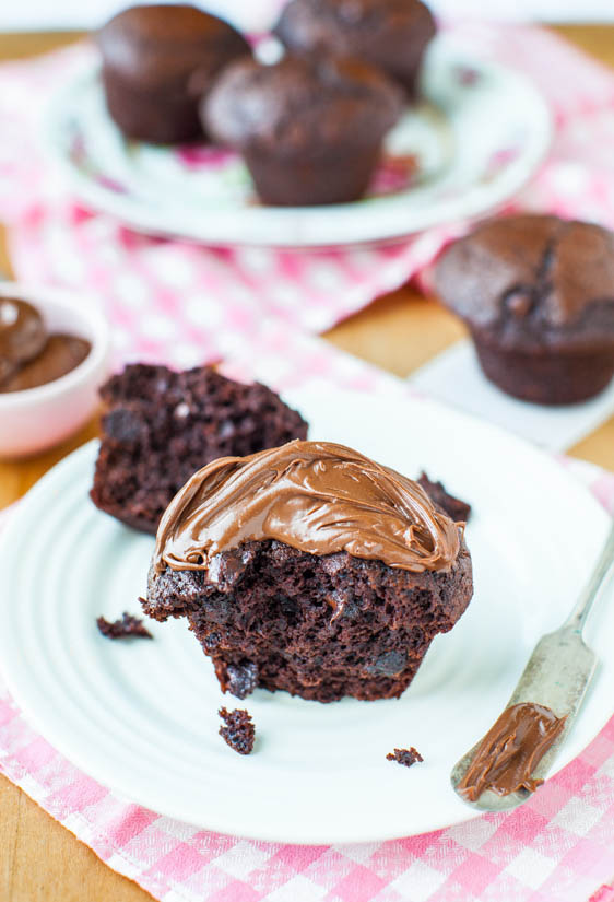 Chocolate Lover’s Chocolate Chocolate-Chip Muffins with Nutella