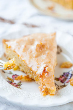 French Almond Cookie Cake with Apricot Cream Cheese Glaze