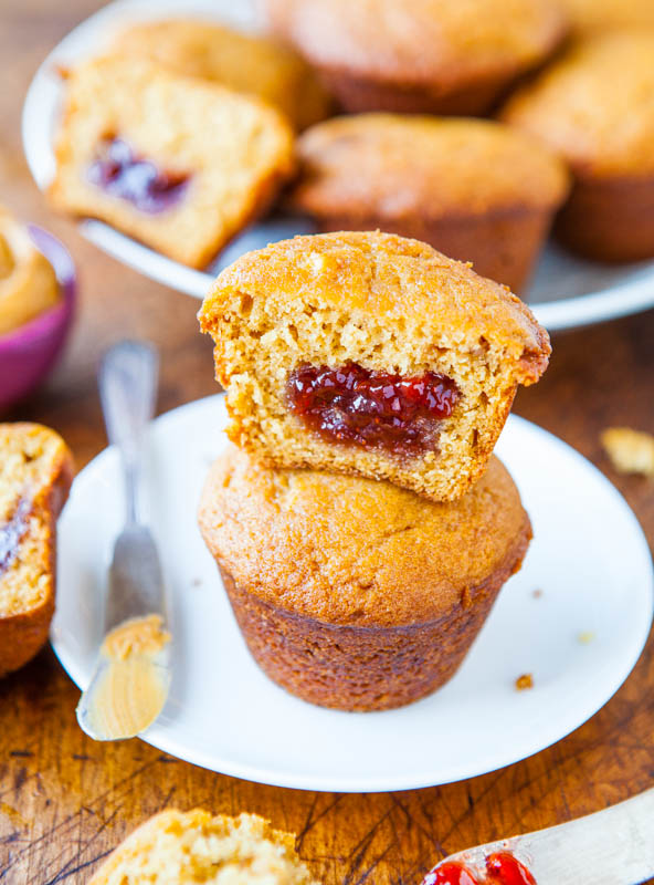 Peanut Butter and Jelly Muffins averiecooks.com
