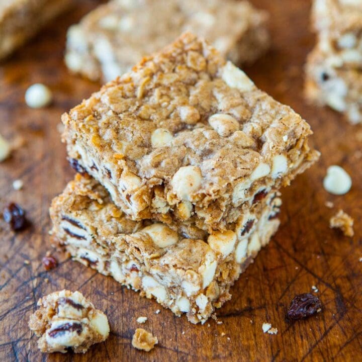 Browned Butter Oatmeal Raisinet White Chocolate Bars