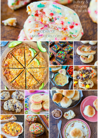 A collage of various homemade cheesy dishes and baked treats.