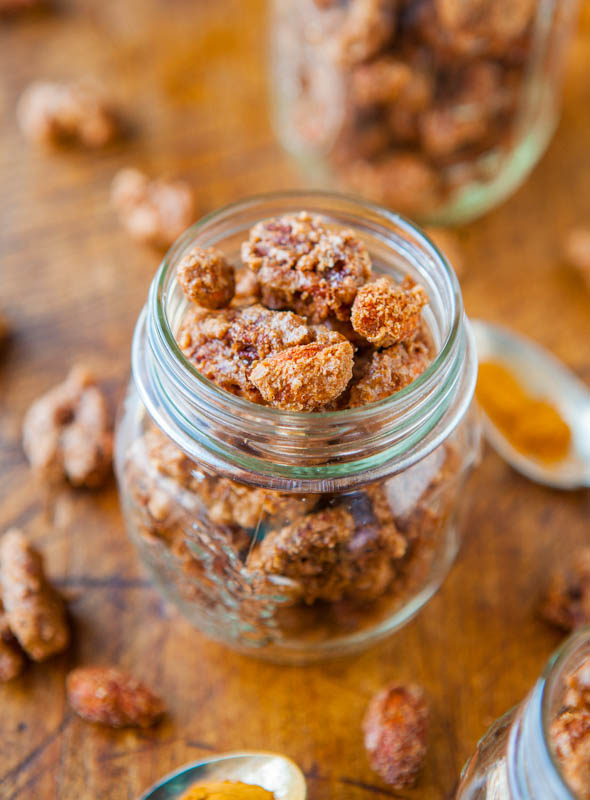 Sweet with Heat Cinnamon Sugar Candied Nuts - Recipe at averiecooks.com