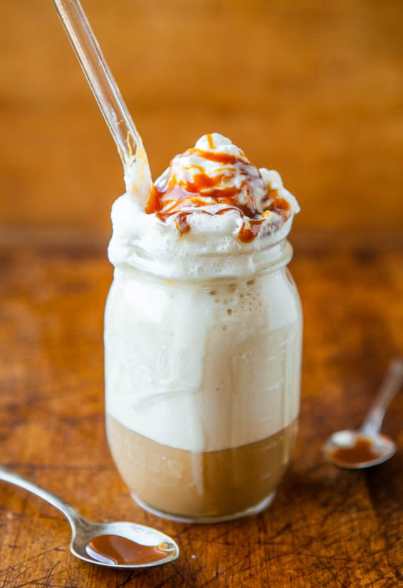 Skinny Caramel Frappuccino - Only 50 Calories Per Serving - Recipe at averiecooks.com