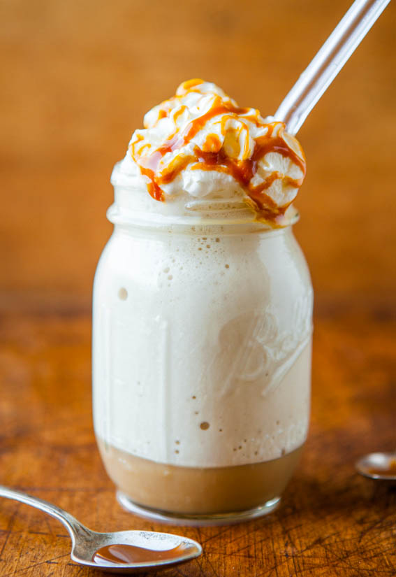 Skinny Caramel Frappuccino - Only 50 Calories Per Serving - Recipe at averiecooks.com