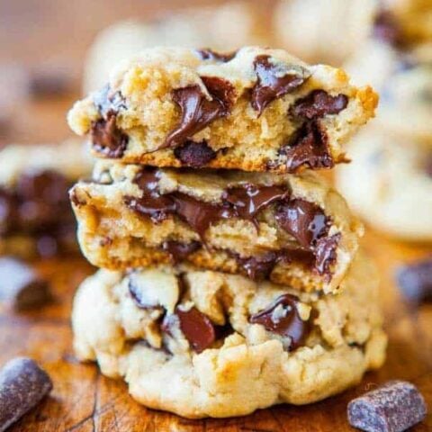 Cream Cheese Chocolate Chip Cookies — These soft batch cookies are made with a combination of butter and cream cheese, which makes them extra rich and delicious! I like to make mine using a combination of chocolate chips and chunks, and you can even use M&M's in these! 
