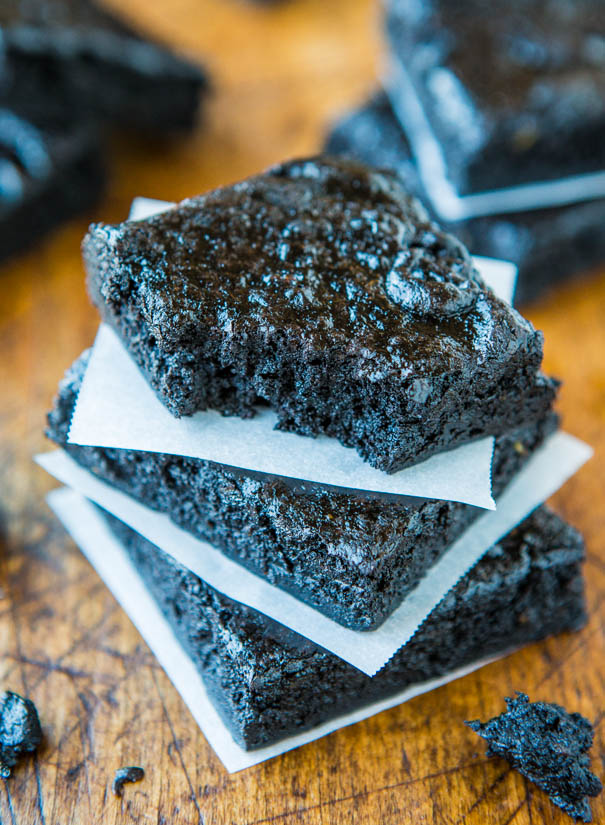 Healthy Dark Fudgy Avocado Brownies (GF) - You Can't Taste the Avocado in These Healthier Brownies at averiecooks.com