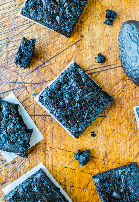 Healthy Dark Fudgy Avocado Brownies (GF) - You Can't Taste the Avocado in These Healthier Brownies at averiecooks.com