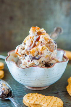 No-Ice-Cream-Maker Salted Caramel, Bourbon, Nutter Butter and Chocolate Chunk Ice Cream
