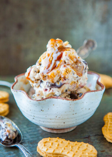 No-Ice-Cream-Maker Salted Caramel, Bourbon, Nutter Butter and Chocolate Chunk Ice Cream