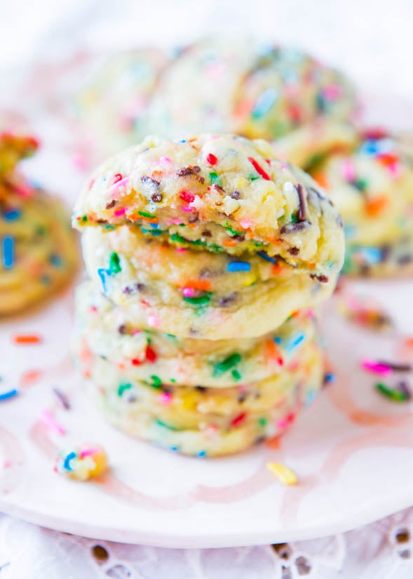 funfetti sugar cookies from scratch on plate