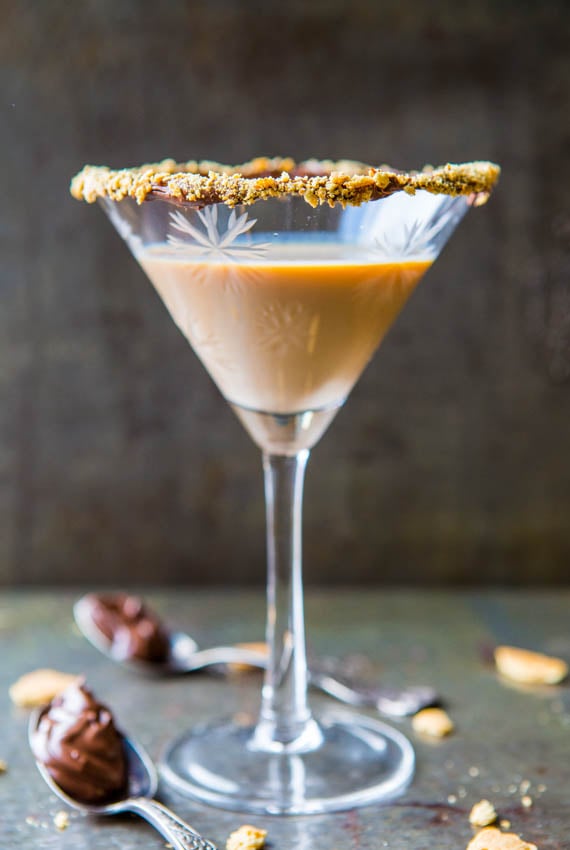 Creamy Chocolate Martini with Baileys — Everything is better with Nutella, including these martinis that go down so easily! The Frangelico adds hazelnut, cinnamon, and vanilla notes, while the Baileys Irish Cream provides richness and creaminess. 
