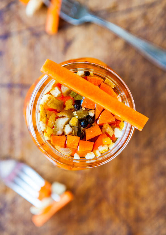 open jar of pickled carrots