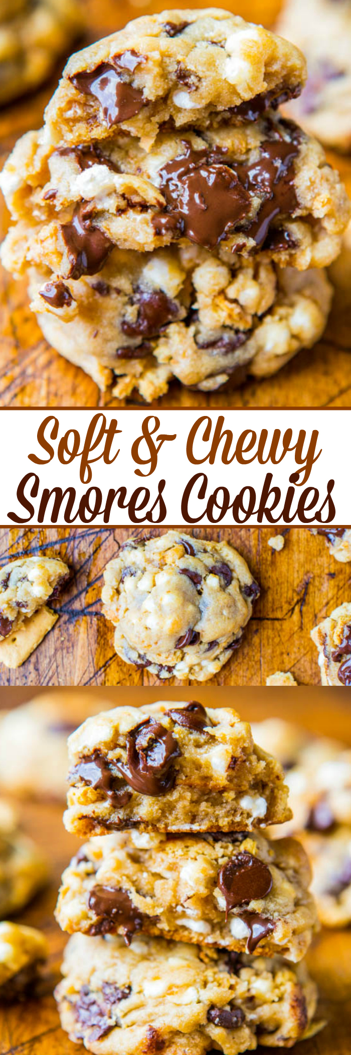 Soft and Chewy Smores Cookies - Loaded with chocolate, marshmallows, and graham crackers!! The best smores you'll ever eat and no campfire required!!