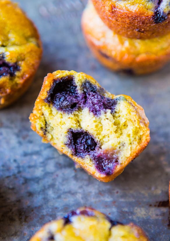 vegan blueberry muffin cut in half