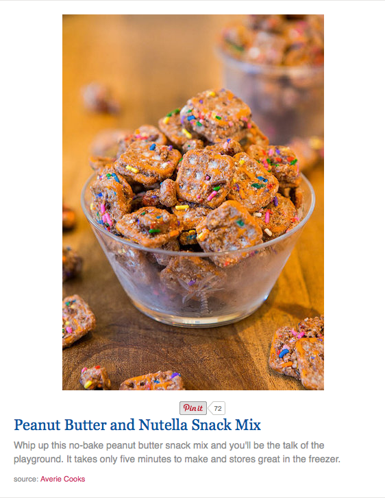  Tori Spelling featured my Peanut Butter and Nutella Snack Mix