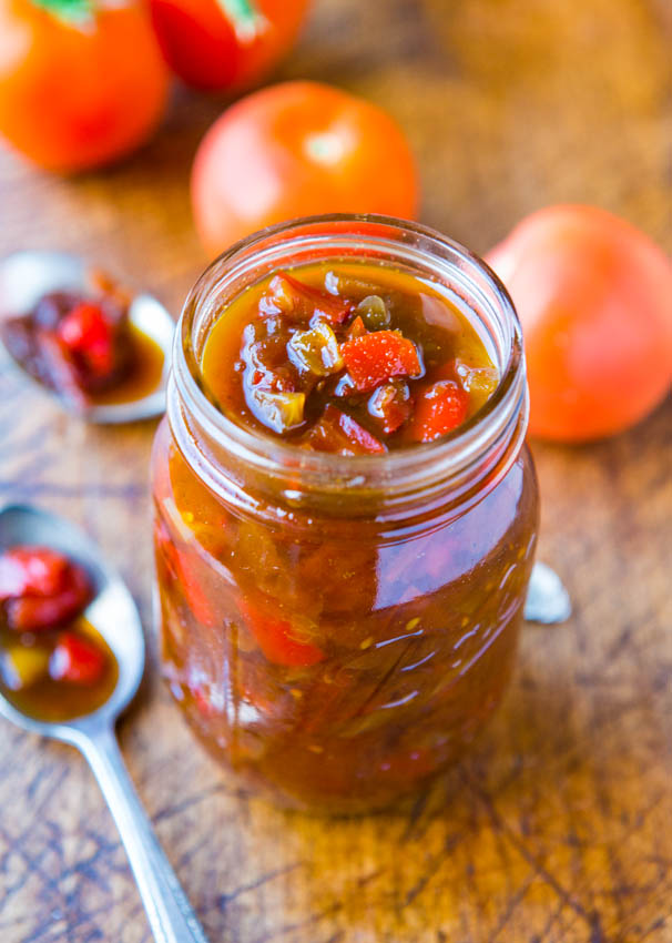 One-Hour Sweet with Heat Tomato and Pepper Chutney - Easy Recipe at averiecooks.com