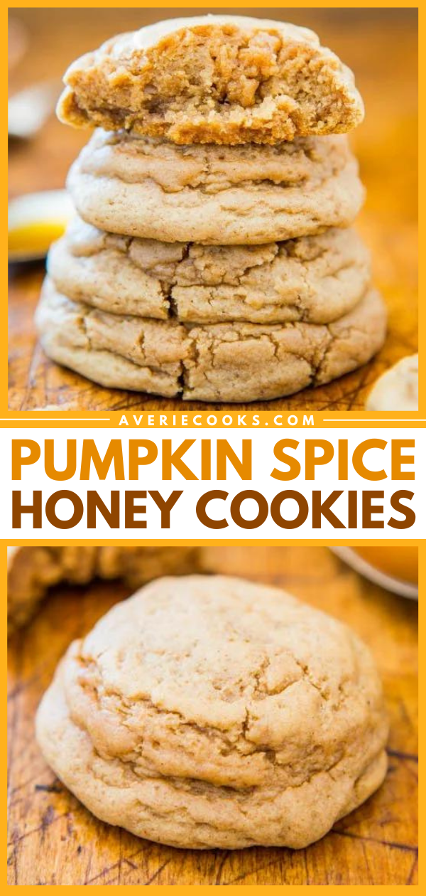 Pumpkin Spice Cookies — These pumpkin spice cookies are made without pumpkin puree but are full of flavor thanks to the pumpkin pie spice! These are so soft and fluffy!