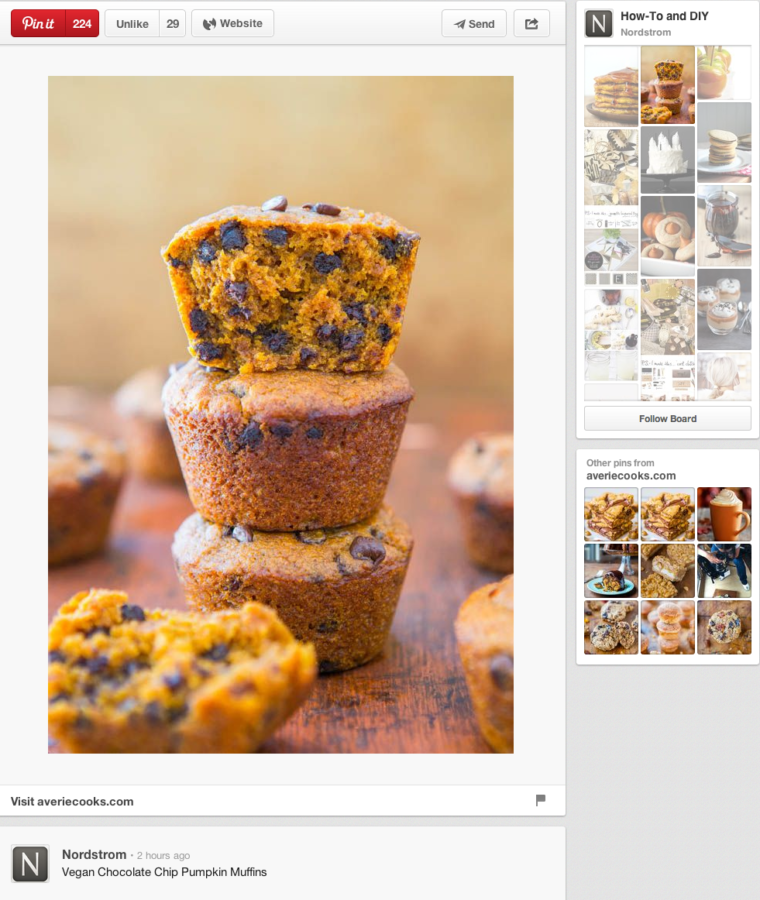 Screenshot of Nordstrom's re pinning of pumpkin muffins