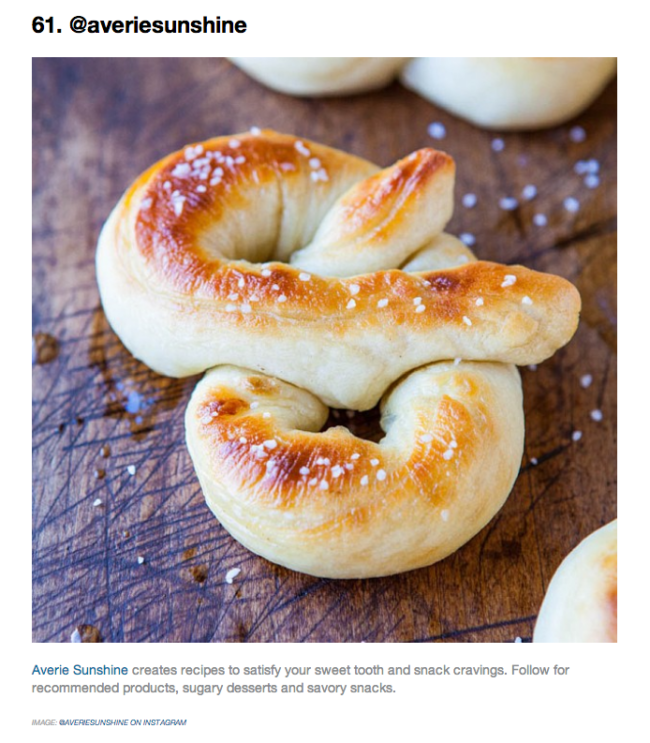 Instagram screenshot of pretzels
