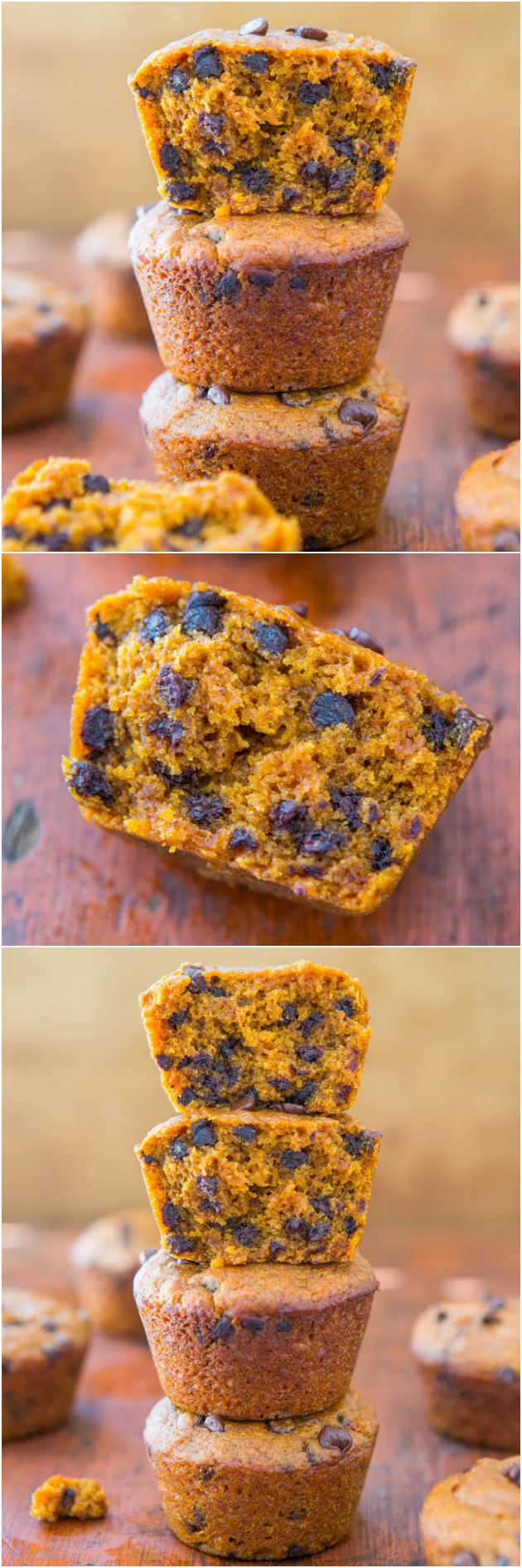 Vegan Chocolate Chip Pumpkin Muffins - You'll never miss the eggs or butter! Easy, soft, fluffy and the best pumpkin muffins ever!