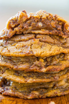 Soft and Chewy Toffee and Milk Chocolate Peanut Butter Cookies