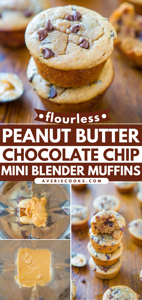 Flourless Peanut Butter Muffins — These gluten-free peanut butter muffins are made in a blender and come together in mere minutes. You'd never guess that these mini muffins are gluten-free, dairy-free, refined sugar-free, and oil-free! 