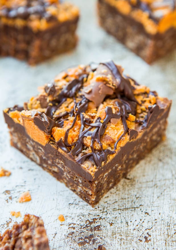 Chewy Chocolate Peanut Butter Butterfinger Bars
