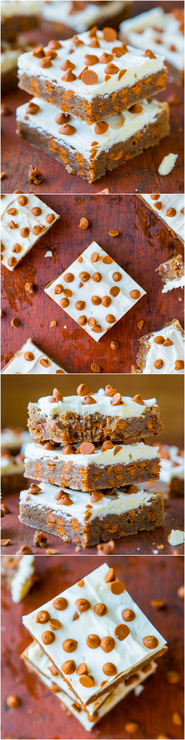 White Chocolate-Topped Cinnamon Chip Cinnamon Bars - If you typically need to double the cinnamon in most recipes, you won't with these. They're for the true cinnamon lover, and topped with creamy white chocolate. Easy, no-mixer recipe at averiecooks.com