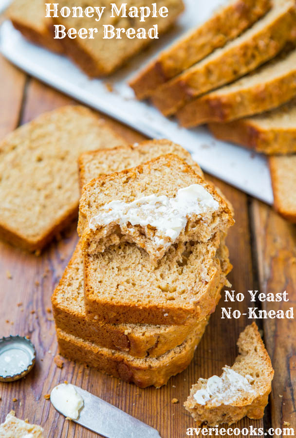 Honey Maple Beer Bread - No Yeast, No-Knead, Easy Bread Recipe at averiecooks.com