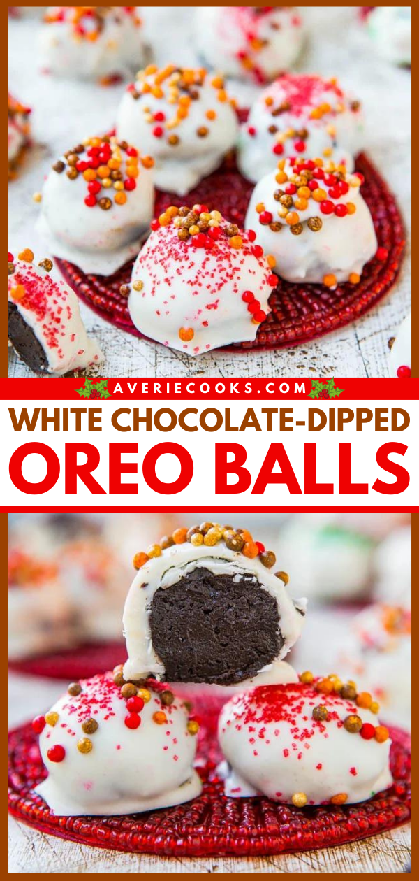 No-Bake Oreo Balls — This Oreo balls recipe uses just 4 simple ingredients! If you're looking for an easy no-bake dessert for cookie swaps or gift exchanges, this is it!