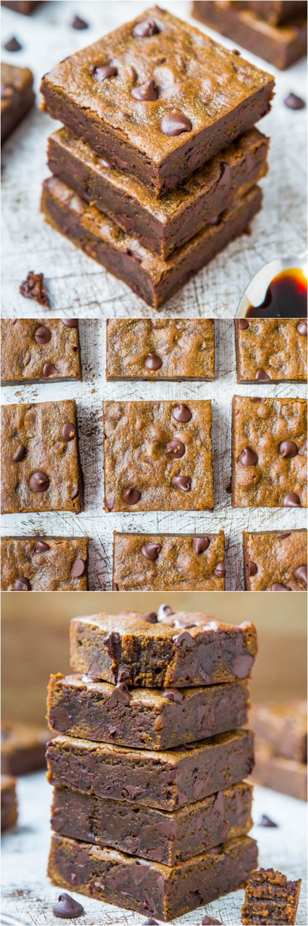 Soft and Chewy Gingerbread Molasses Chocolate Chip Bars - Rich, chocolaty & like eating a piece of molasses fudge!