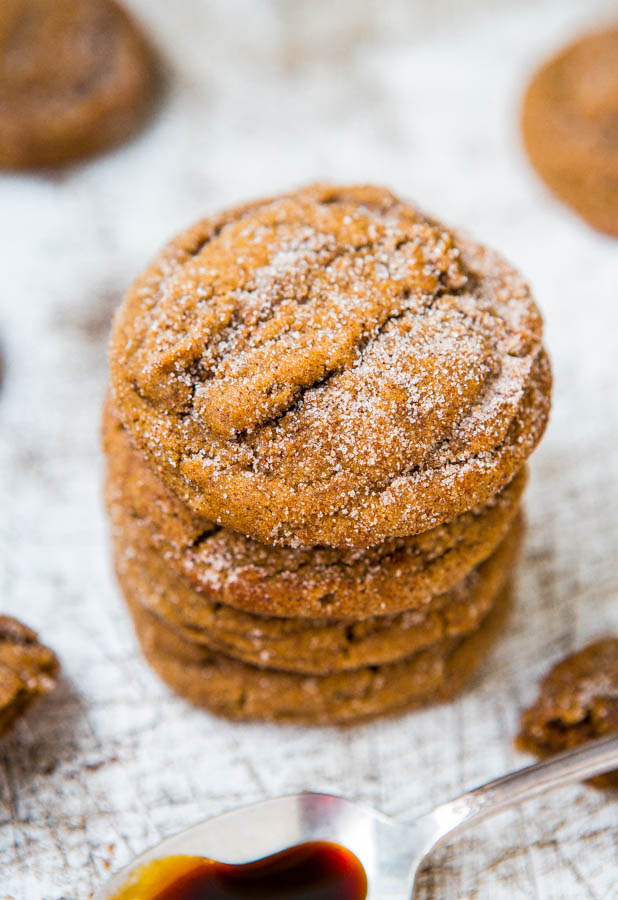 Soft Molasses Crinkle Cookies — In a word, these are the BEST molasses cookies you'll ever make! Ultra chewy, easy to make, and you can really taste the spices. Make these for Christmas, or just because! 