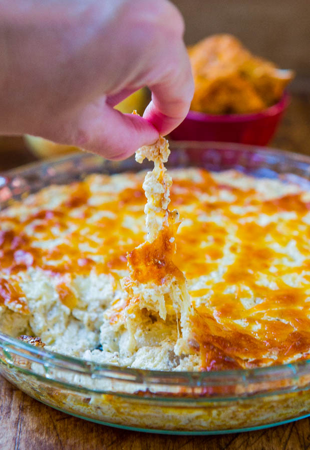 Creamy Baked Double Cheese and Sweet Onion Dip - Cheesy, comforting & easy dip that everyone loves! Recipe at averiecooks.com