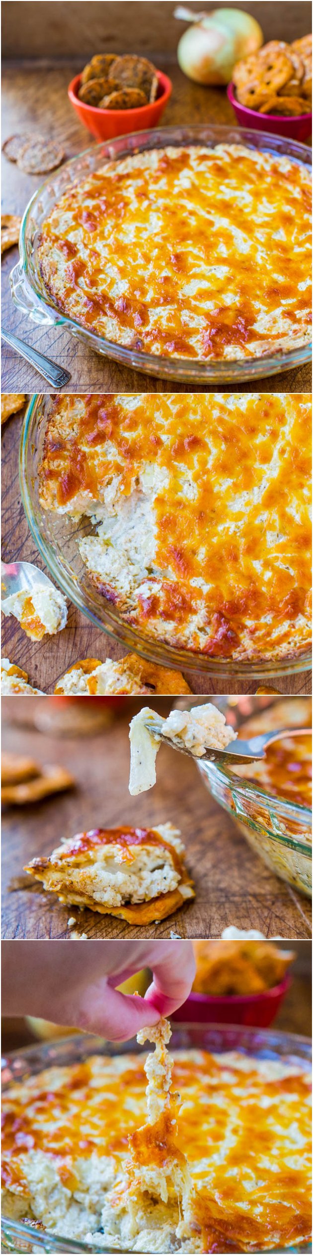 Creamy Baked Onion Dip — A cheesy, comforting, and easy dip that everyone loves! Made with cream cheese and sweet Vidalia onions!