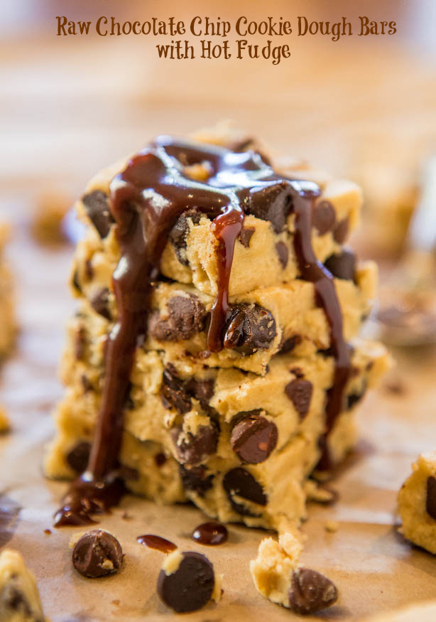 Edible Chocolate Chip Cookie Dough Bars — Safe-to-eat raw cookie dough that's every bit as good and satisfying as the real thing! Easy, no-bake, and no eggs required! 