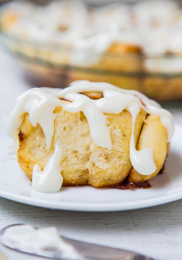 One-Hour Homemade Cinnamon Rolls with Cream Cheese Frosting - It's possible to make soft, light, fluffy cinnamon rolls from scratch in 1 hour! Get the recipe at averiecooks.com