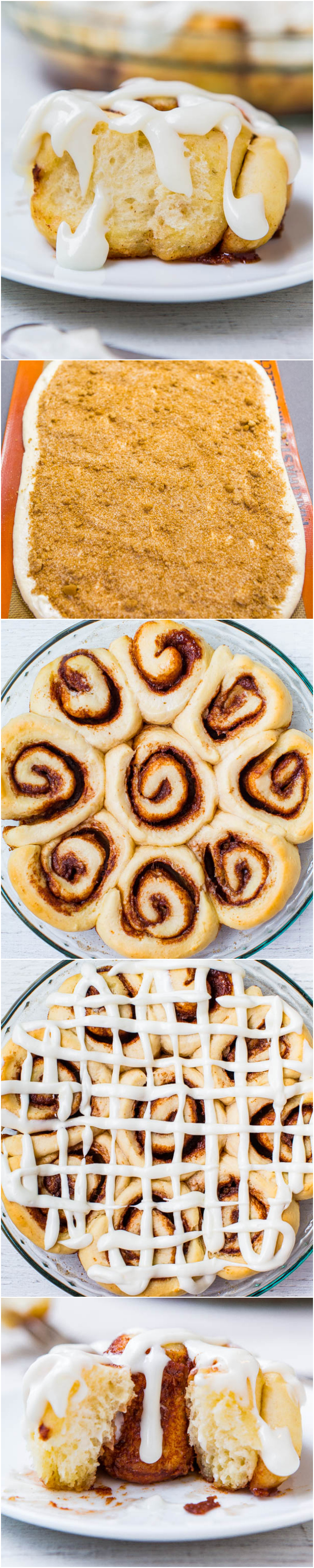 1-Hour Homemade Cinnamon Rolls with Cream Cheese Frosting — It's possible to make soft, light, fluffy cinnamon rolls from scratch in 1 hour! These are yeast cinnamon rolls topped with a homemade cream cheese frosting. 