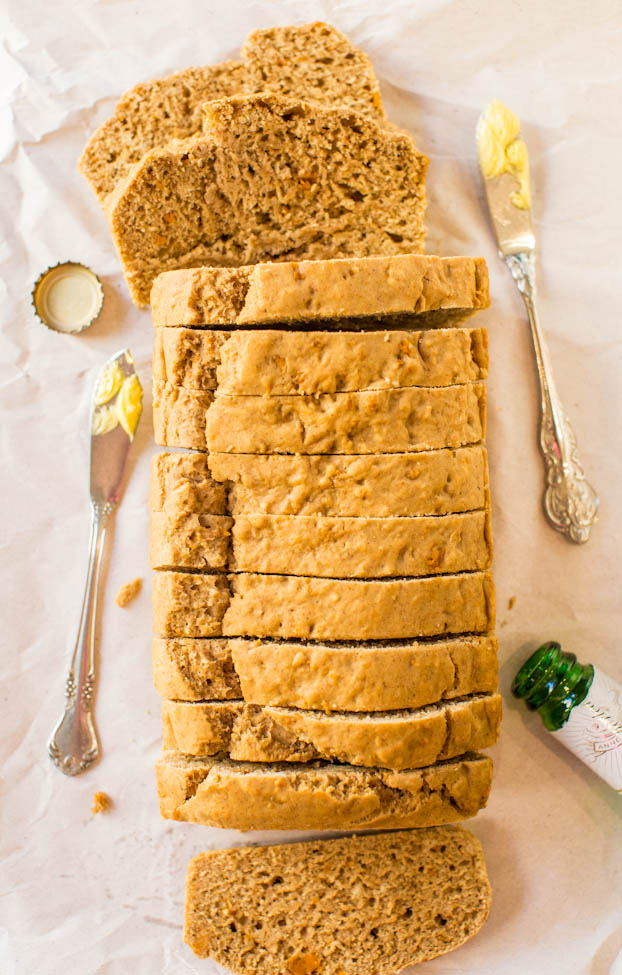 Sweet Potato Maple Vegan Beer Bread - No sugar, no eggs, no butter and no kneading in this soft, fluffy, super moist and flavorful bread! Easiest bread recipe ever at averiecooks.com 