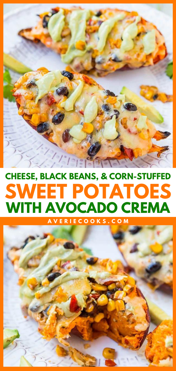 Mexican Stuffed Sweet Potatoes — Stuffed sweet potatoes make a healthy meal that's easy, ready in 15 minutes, satisfying, and doesn't taste like health food!