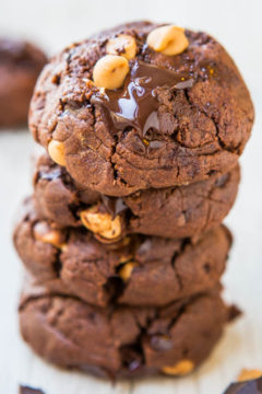 Dark Chocolate Chunk and Peanut Butter Chip Chocolate Cookies