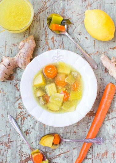 Immune-Boosting Vegetable Soup and Broth — This homemade vegetable soup is packed with good-for-you ingredients. It's perfect for when you're under the weather, are trying to prevent illness, or are craving a warm bowl of soup!!