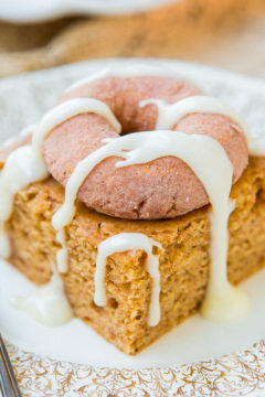 Cinnamon-Sugar Mini Donut-Topped Snickerdoodle Cake
