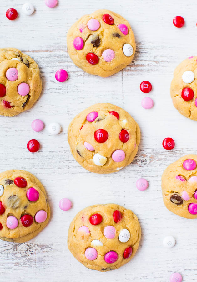 Soft M&M Chocolate Chip Cookies - The softest, thickest, best M&M cookies ever! People go nuts for these big cookies loaded with M&Ms and chocolate chips!