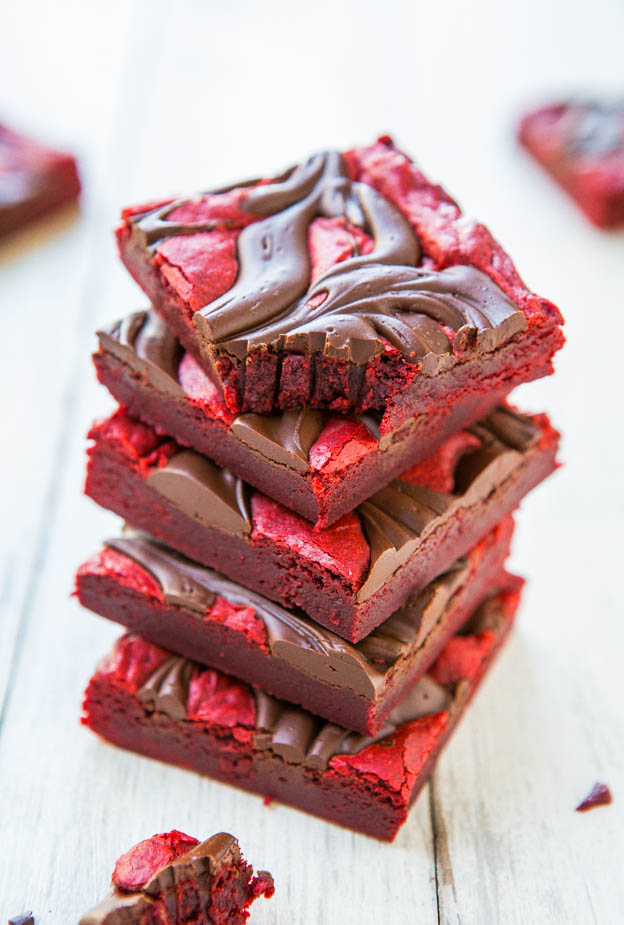 Red Velvet Chocolate-Swirled Brownie Bars 